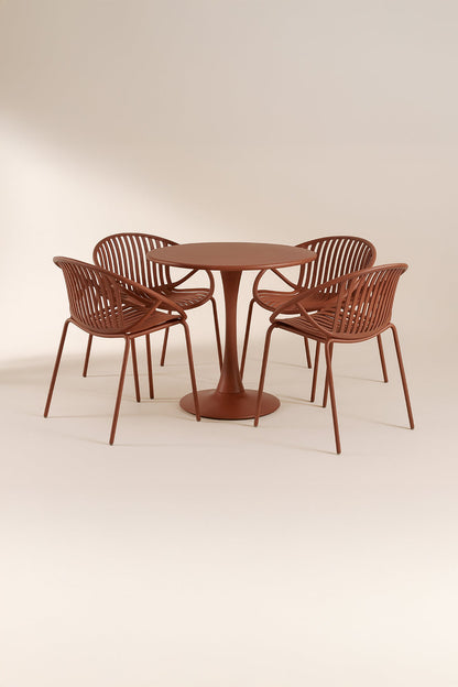 CALYPSO GARDEN SET - Brick-Colored - Table with 4 Dining Chairs