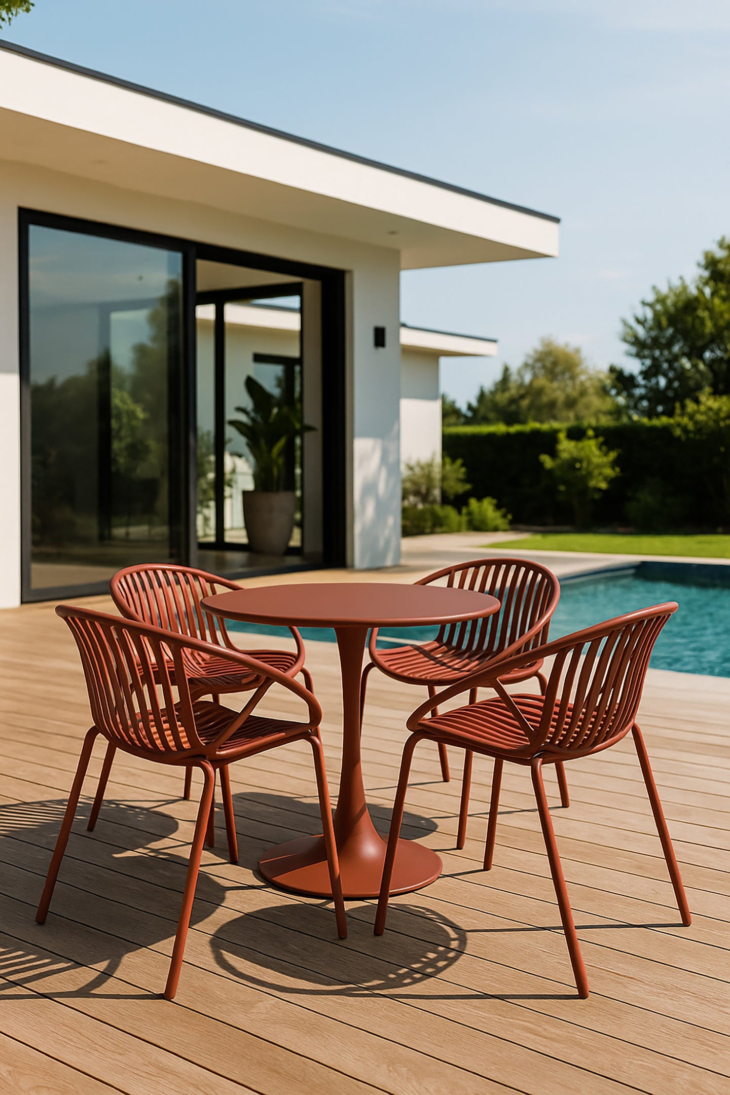 CALYPSO GARDEN SET - Brick-Colored - Table with 4 Dining Chairs