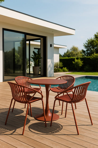 CALYPSO GARDEN SET - Brick-Colored - Table with 4 Dining Chairs
