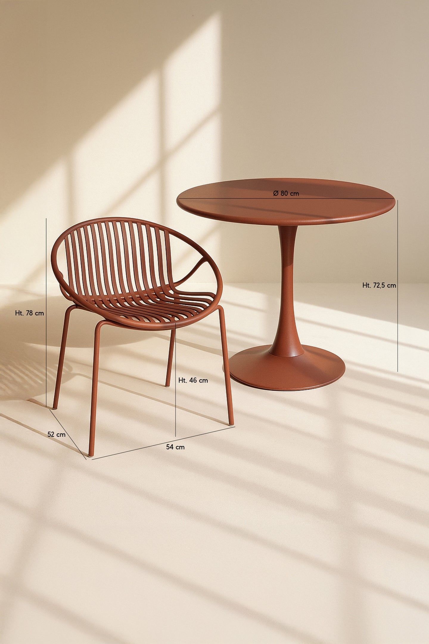 CALYPSO GARDEN SET - Brick-Colored - Table with 4 Dining Chairs