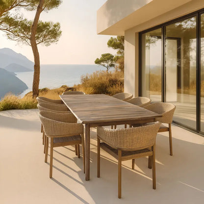 ALHAMBRA GARDEN DINING SET - Warm Brown color - Table with 8 Armchairs
