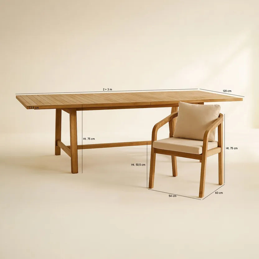 SAONA GARDEN DINING SET - Extendable table with 10 armchairs