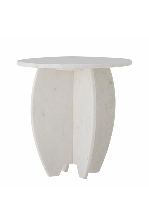 Sendai Side Table - White / Marble