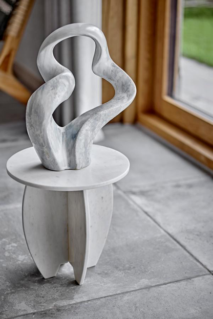Sendai Side Table - White / Marble