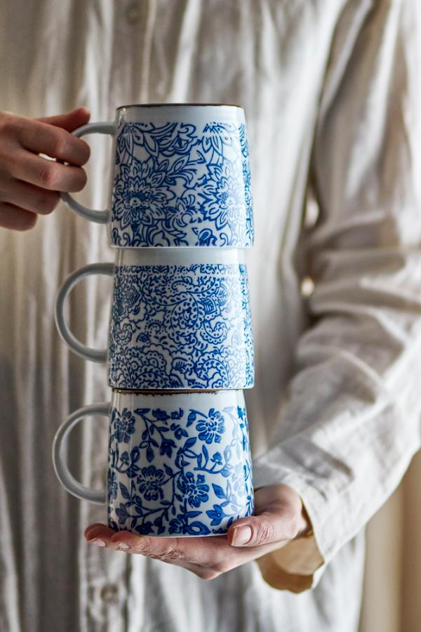Taza Molly 400 ml - Juego de 6 - Blanco/Azul