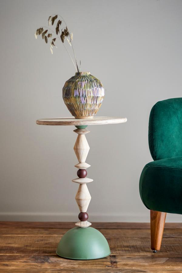 Mannelli Side Table H60 cm - Green / Firwood