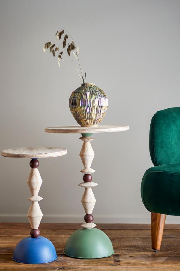 Mannelli Side Table H60 cm - Green / Firwood