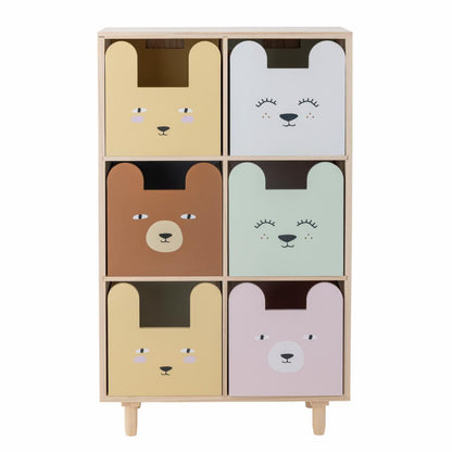 Calle Bookcase with 6 Drawers - Multicolor / Paulownia
