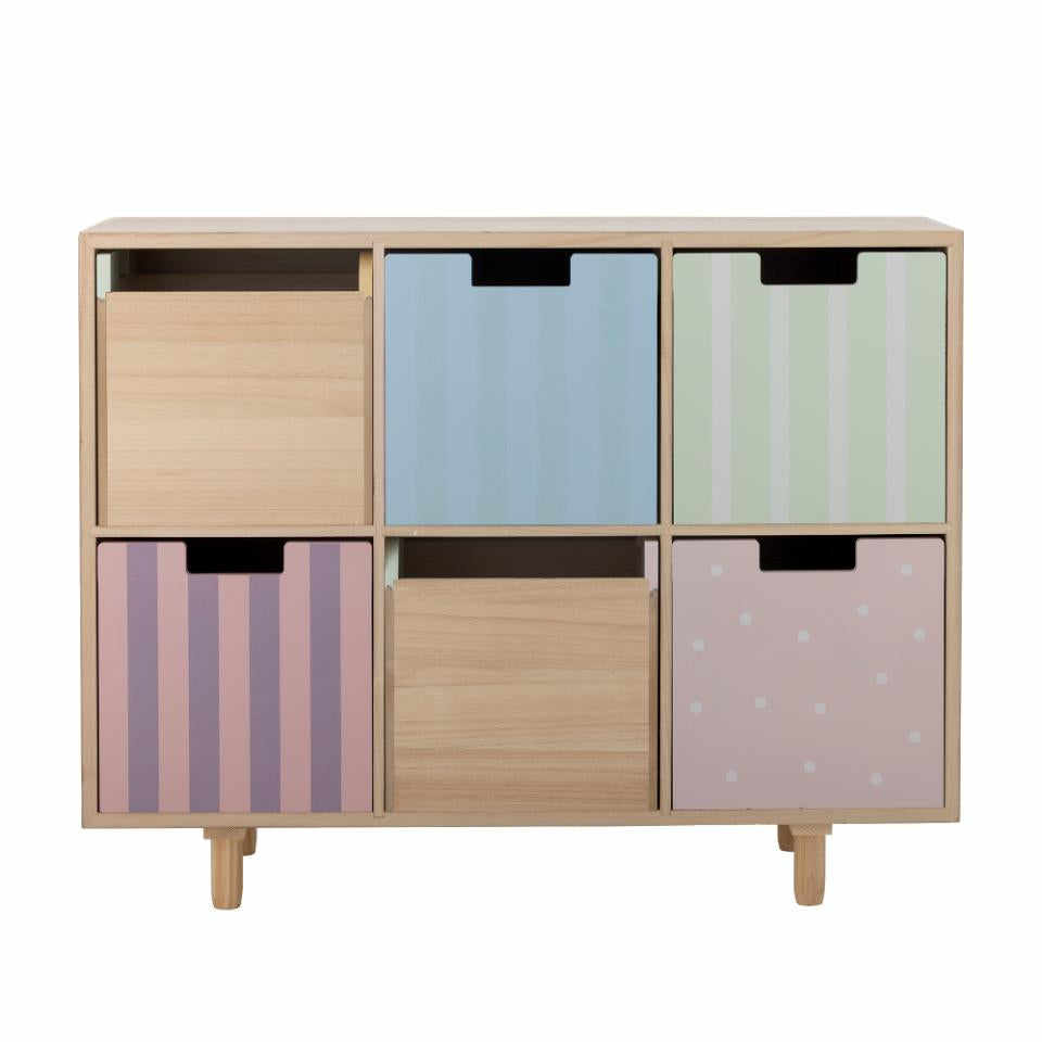 Calle Bookcase with 6 Drawers - Multicolor / Paulownia