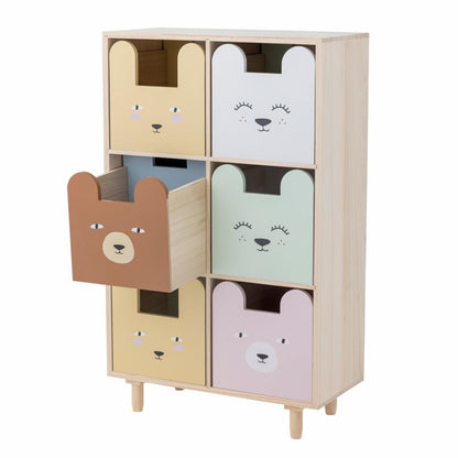 Calle Bookcase with 6 Drawers - Multicolor / Paulownia