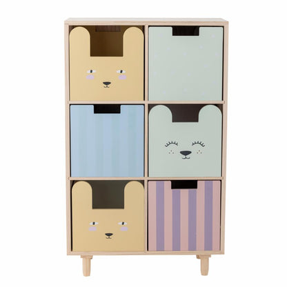 Calle Bookcase with 6 Drawers - Multicolor / Paulownia