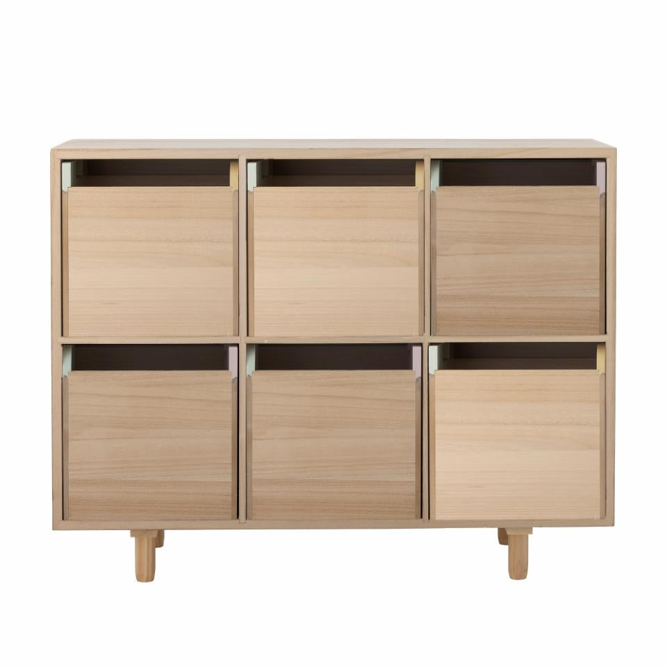 Calle Bookcase with 6 Drawers - Multicolor / Paulownia