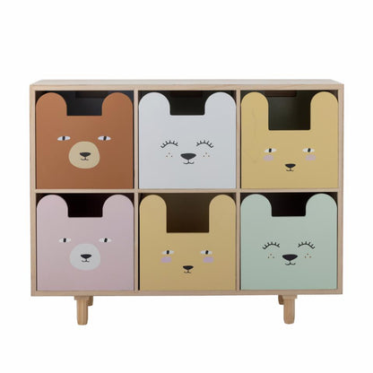 Calle Bookcase with 6 Drawers - Multicolor / Paulownia
