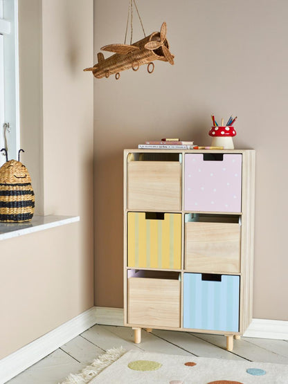Calle Bookcase with 6 Drawers - Multicolor / Paulownia