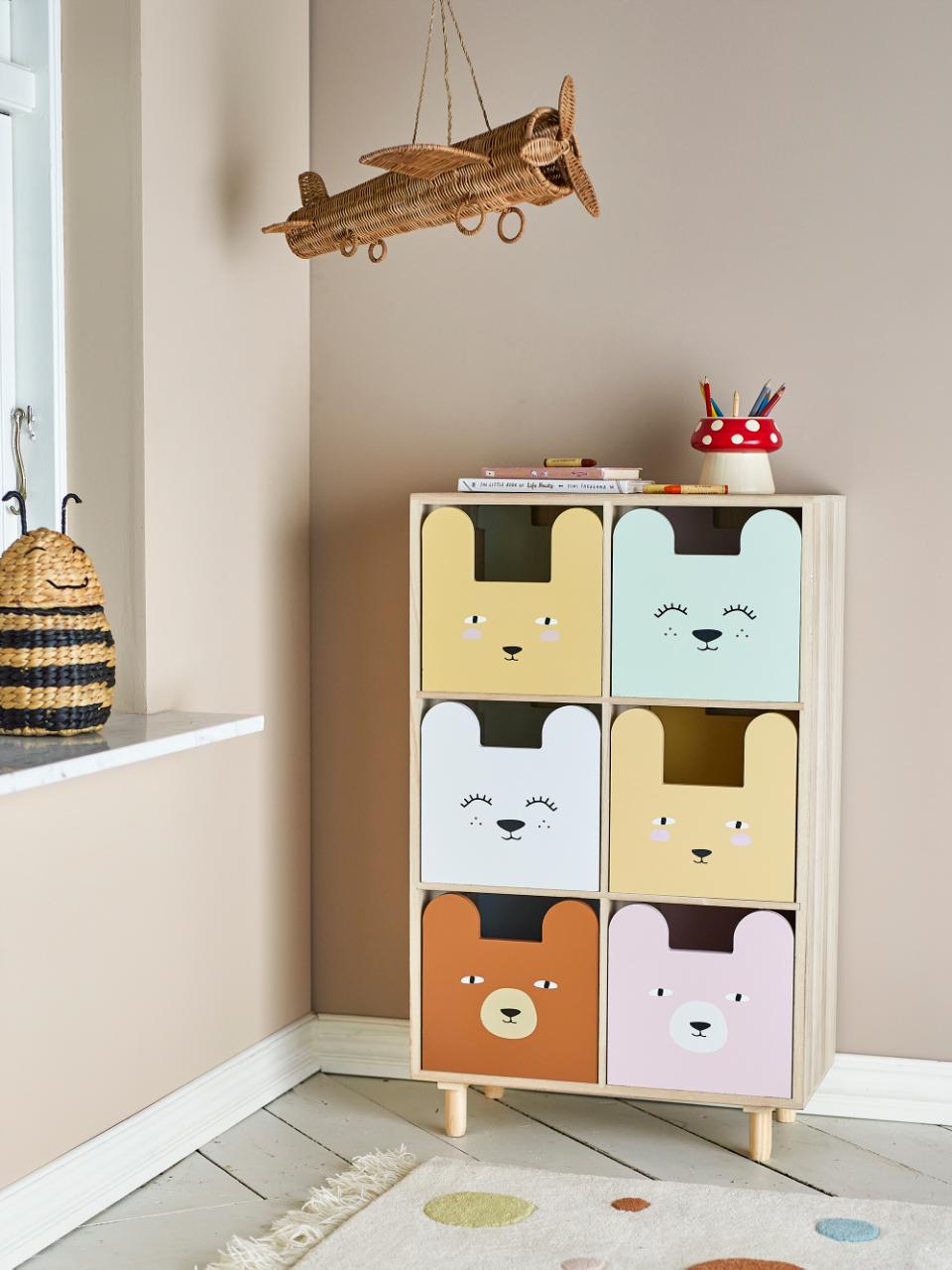 Calle Bookcase with 6 Drawers - Multicolor / Paulownia