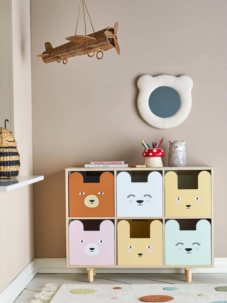 Calle Bookcase with 6 Drawers - Multicolor / Paulownia