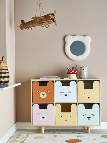Calle Bookcase with 6 Drawers - Multicolor / Paulownia