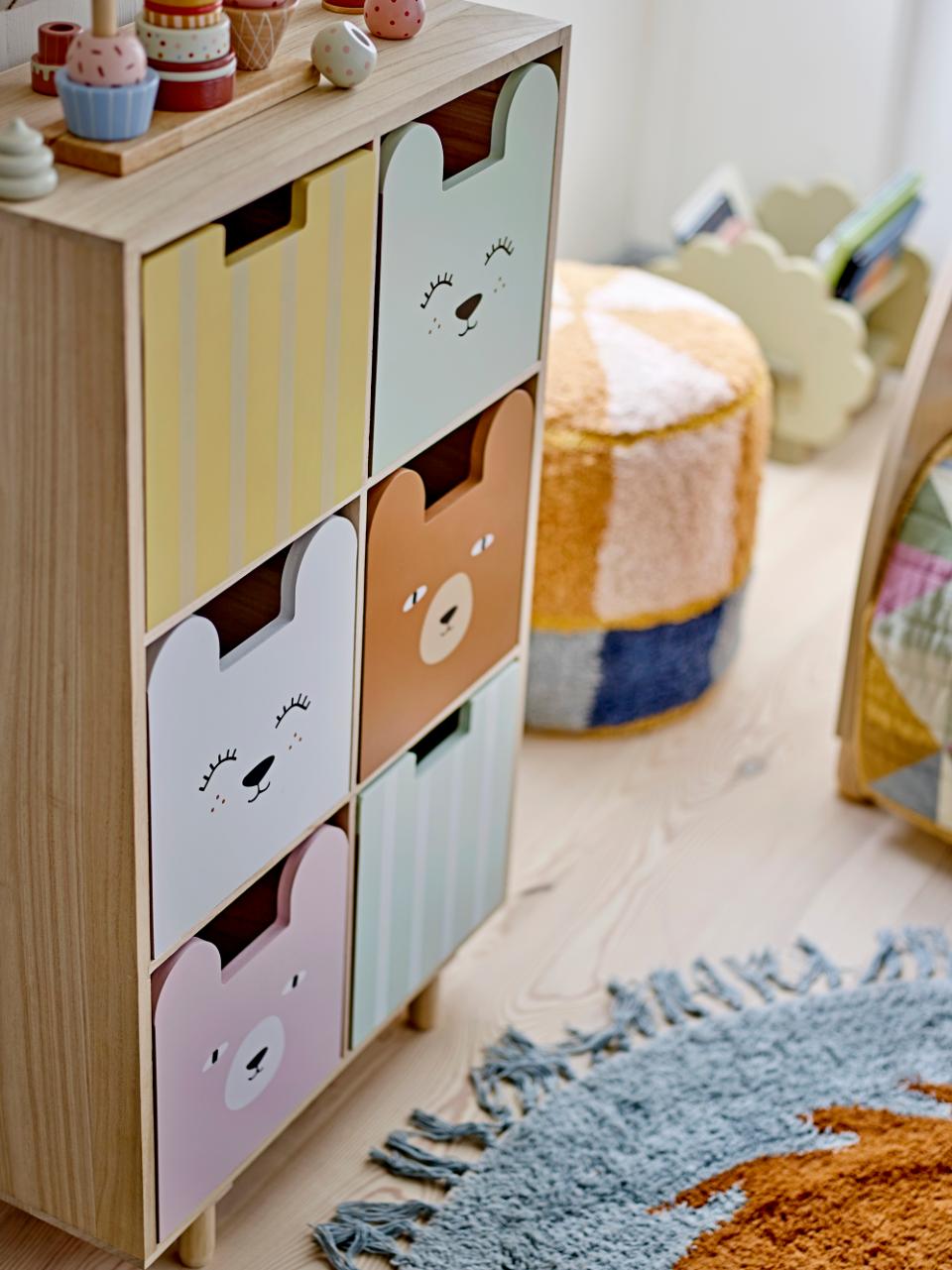 Calle Bookcase with 6 Drawers - Multicolor / Paulownia