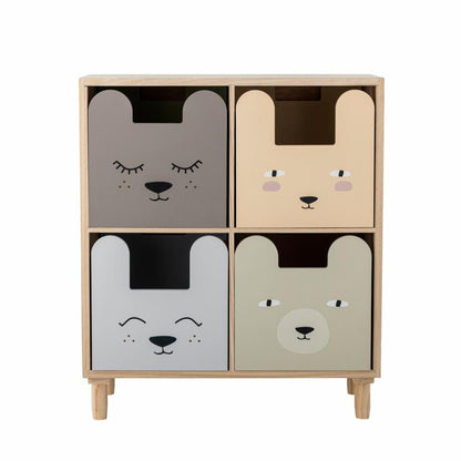Calle Bookcase with 4 Drawers - Multicolor / Paulownia