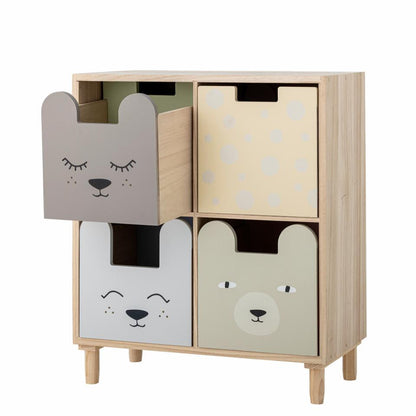 Calle Bookcase with 4 Drawers - Multicolor / Paulownia