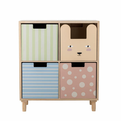 Calle Bookcase with 4 Drawers - Multicolor / Paulownia