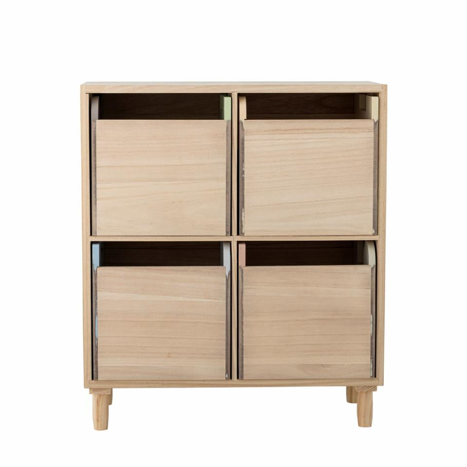 Calle Bookcase with 4 Drawers - Multicolor / Paulownia