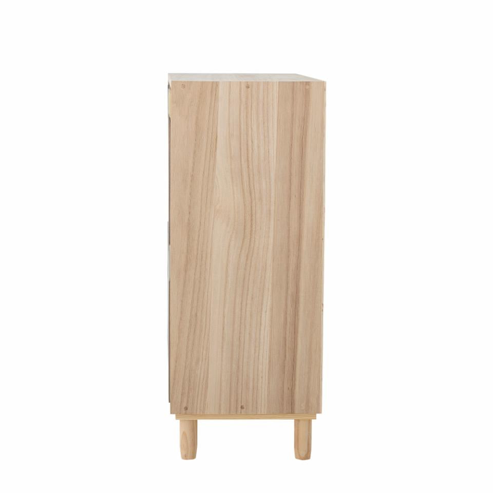 Calle Bookcase with 4 Drawers - Multicolor / Paulownia