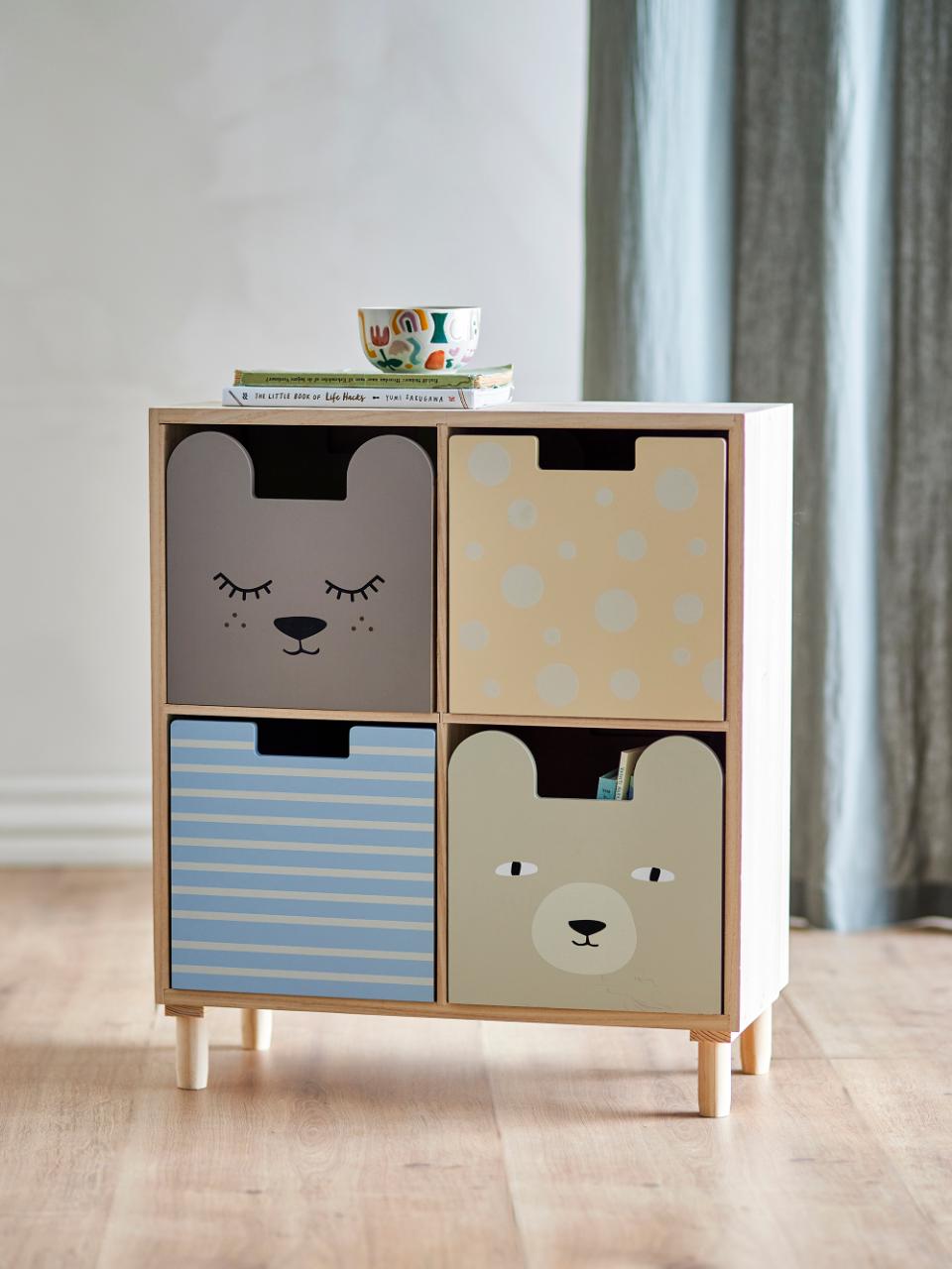 Calle Bookcase with 4 Drawers - Multicolor / Paulownia