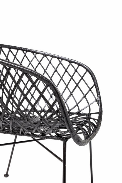 Kama Lounge Chair 2pcs - Black / Rattan