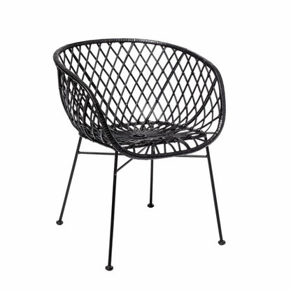 Kama Lounge Chair 2pcs - Black / Rattan