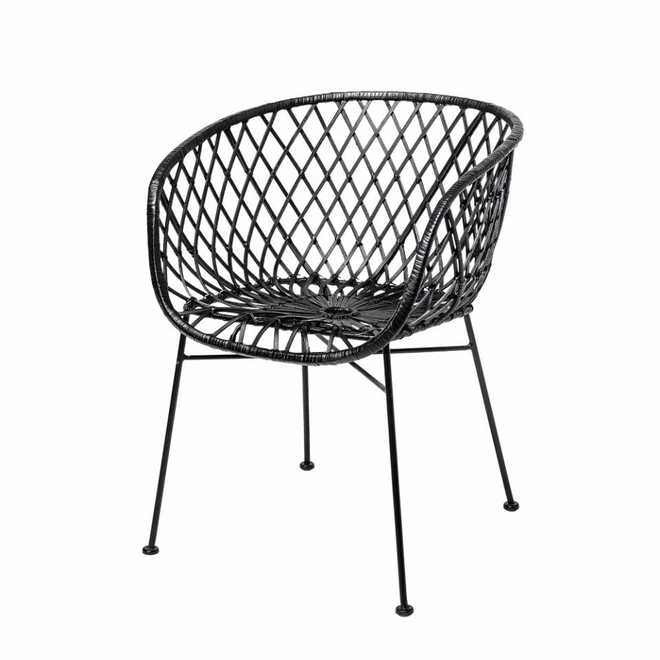 Kama Lounge Chair 2pcs - Black / Rattan