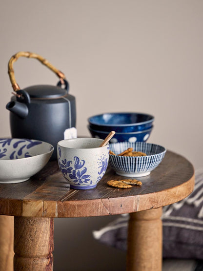 Petunia Bowl Ø17 cm - Set of 4 - White/Blue