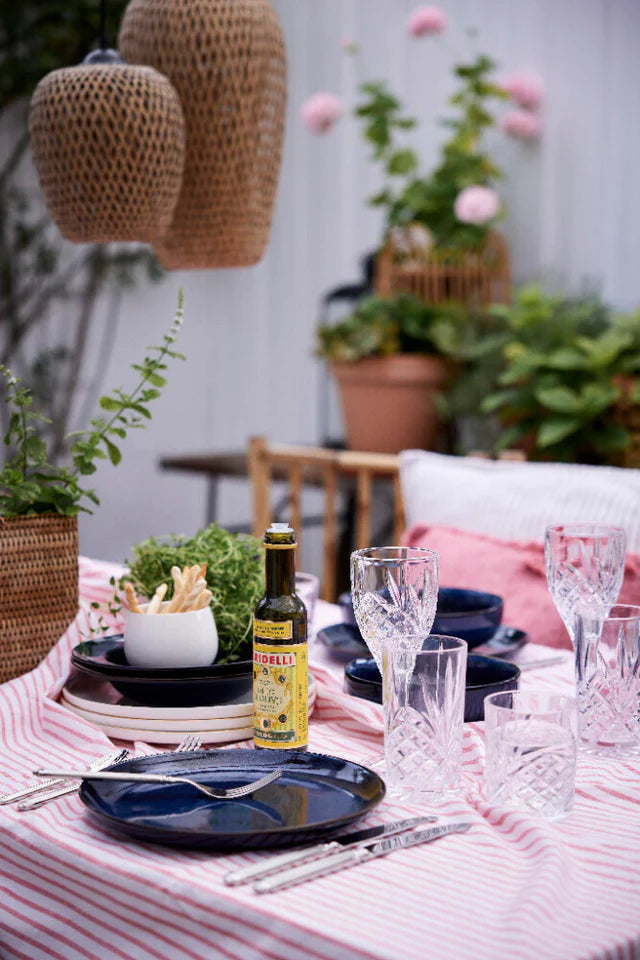 Olivia tablecloth Ø140 cm - red/white striped