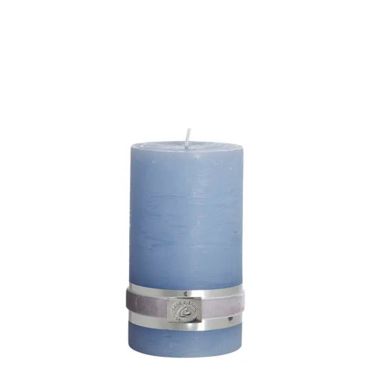 Rustic pillar candle H12,5 cm - light blue