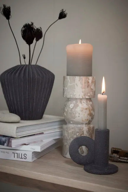 Rustic pillar candle H12,5 cm - silver grey