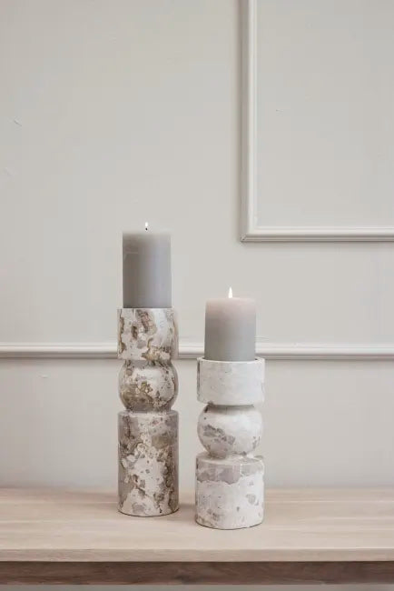 Rustic pillar candle H12,5 cm - silver grey