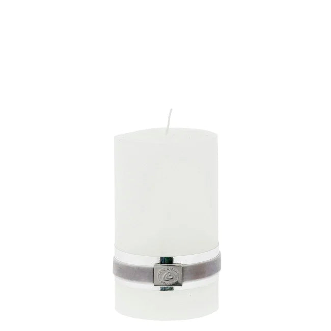 Rustic pillar candle H12,5 cm - white