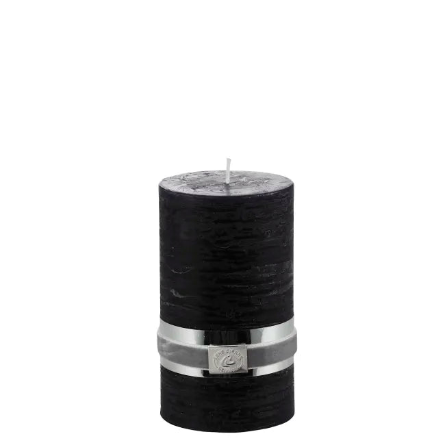 Rustic pillar candle H12,5 cm - black