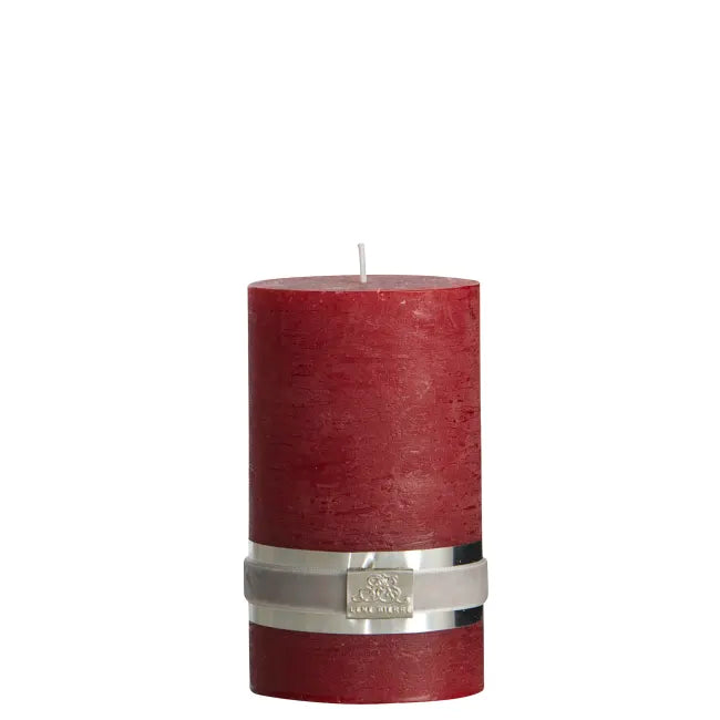 Rustic pillar candle H12,5 cm - dark red