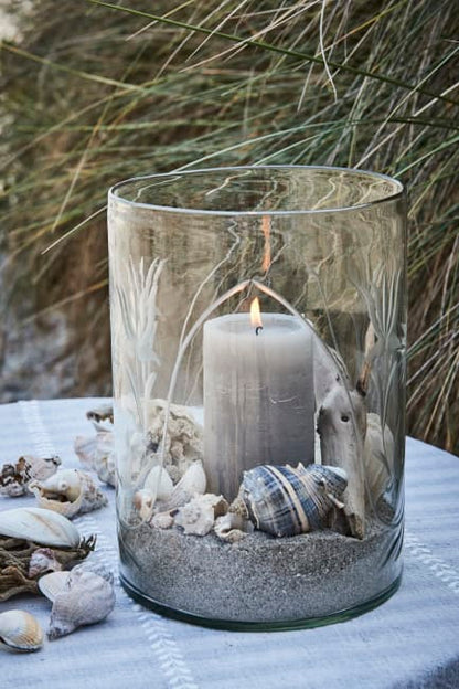 Rustic pillar candle H12,5 cm - light grey