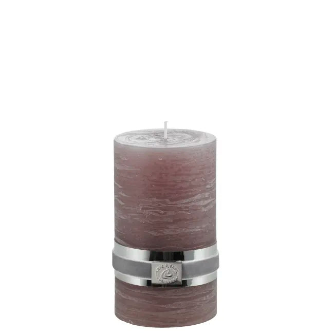 Rustic pillar candle H12,5 cm - dusty aubergine