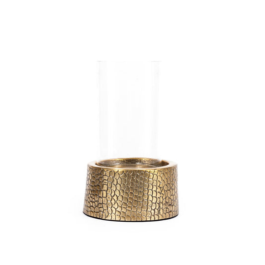 The Croco Candle Holder with Glass - Brass - M