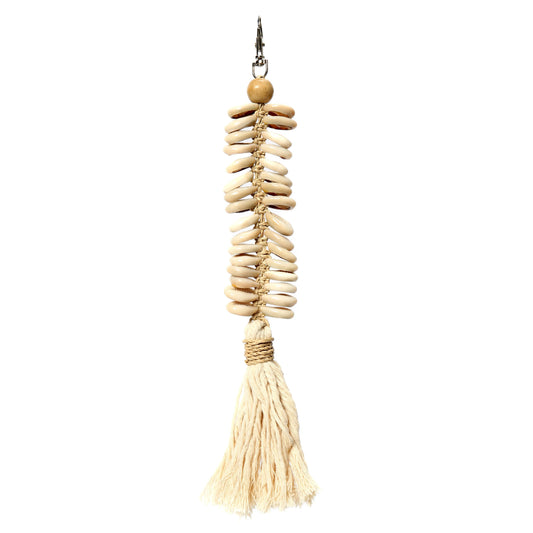 The Macrame Fishbone Keychain - Cream