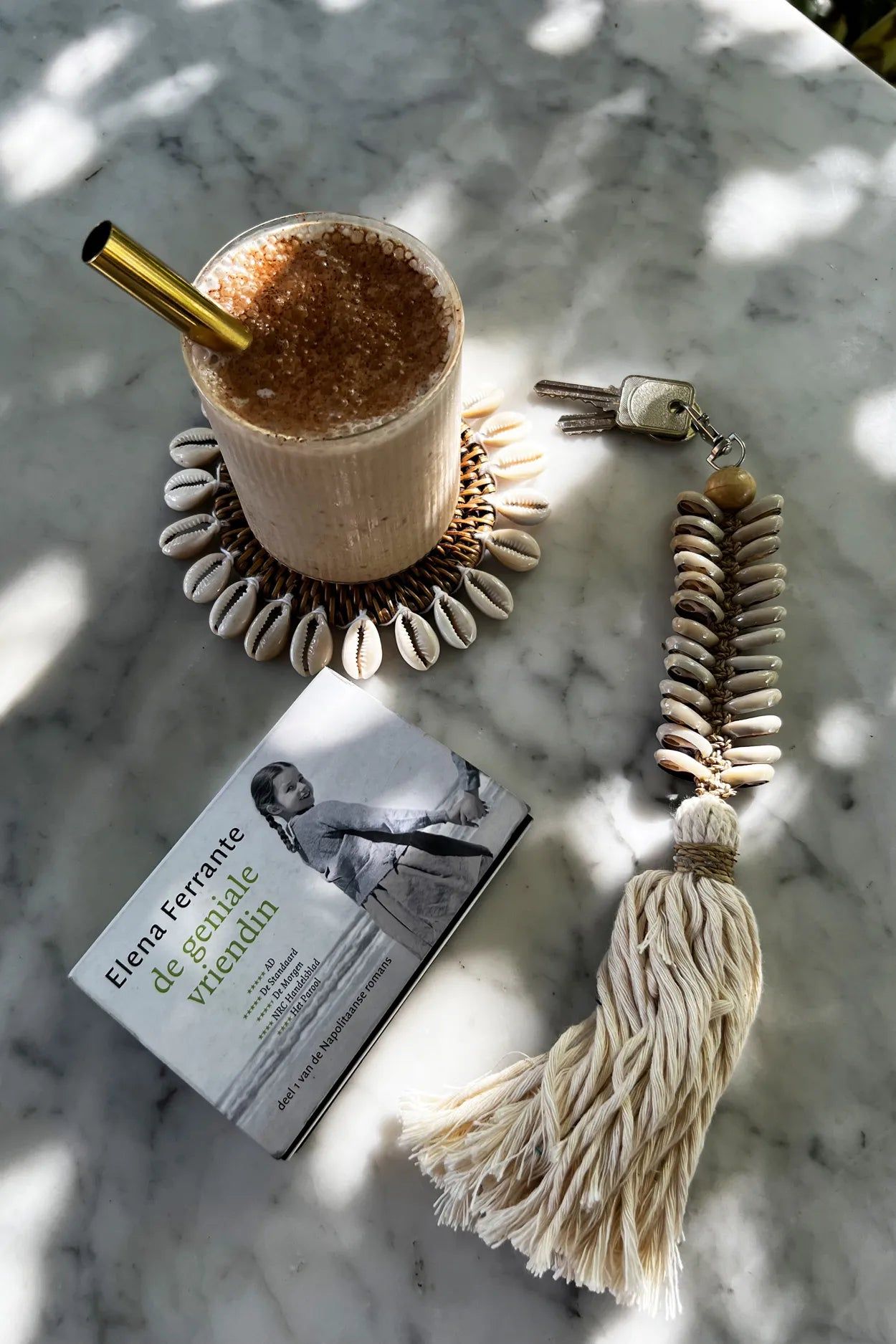 The Macrame Fishbone Keychain - Cream