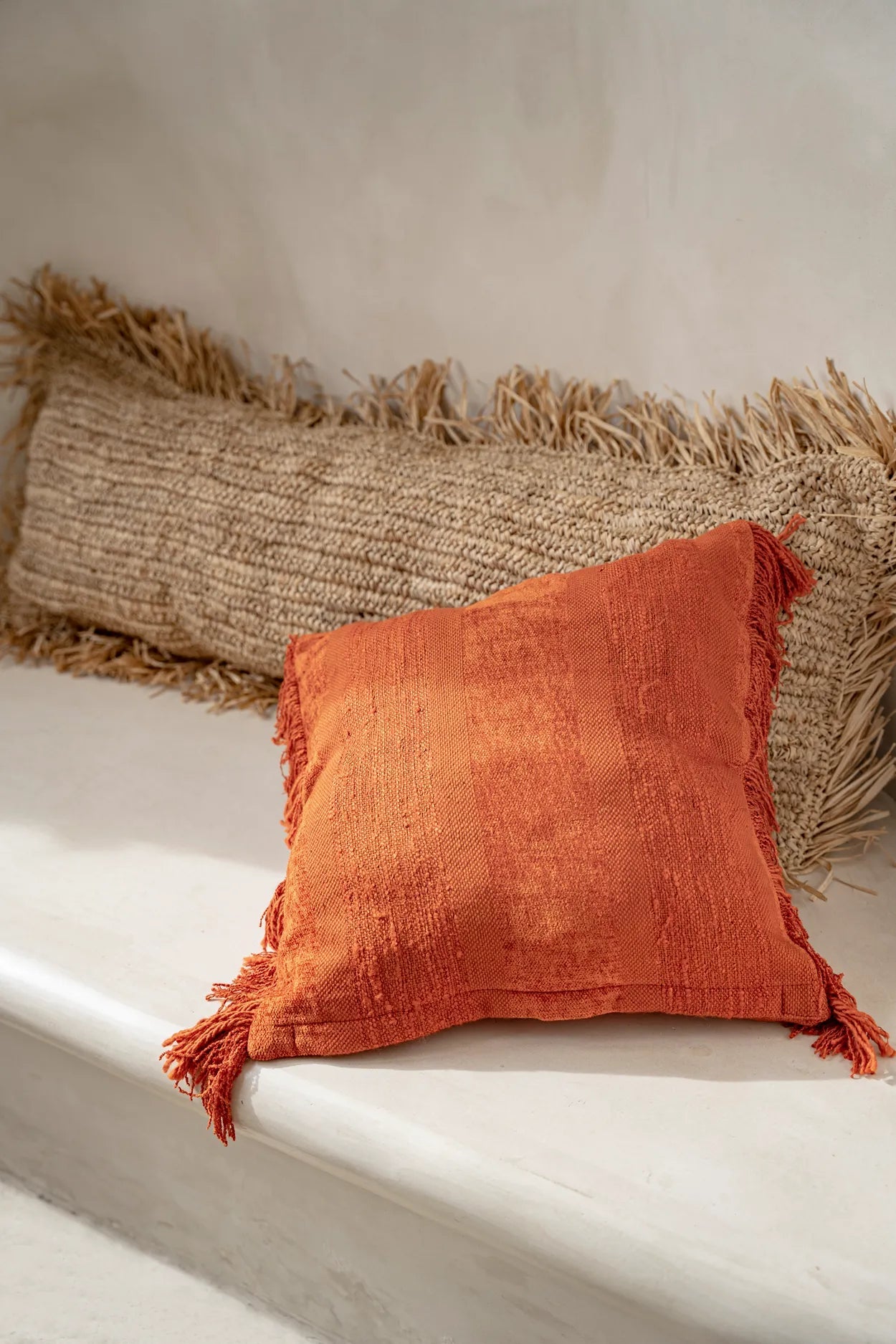 The Raffia Cushion Cover Rectangular - Natural - 35x100