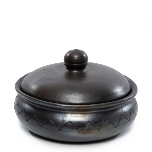 The Burned Curry pot With Pattern - Black