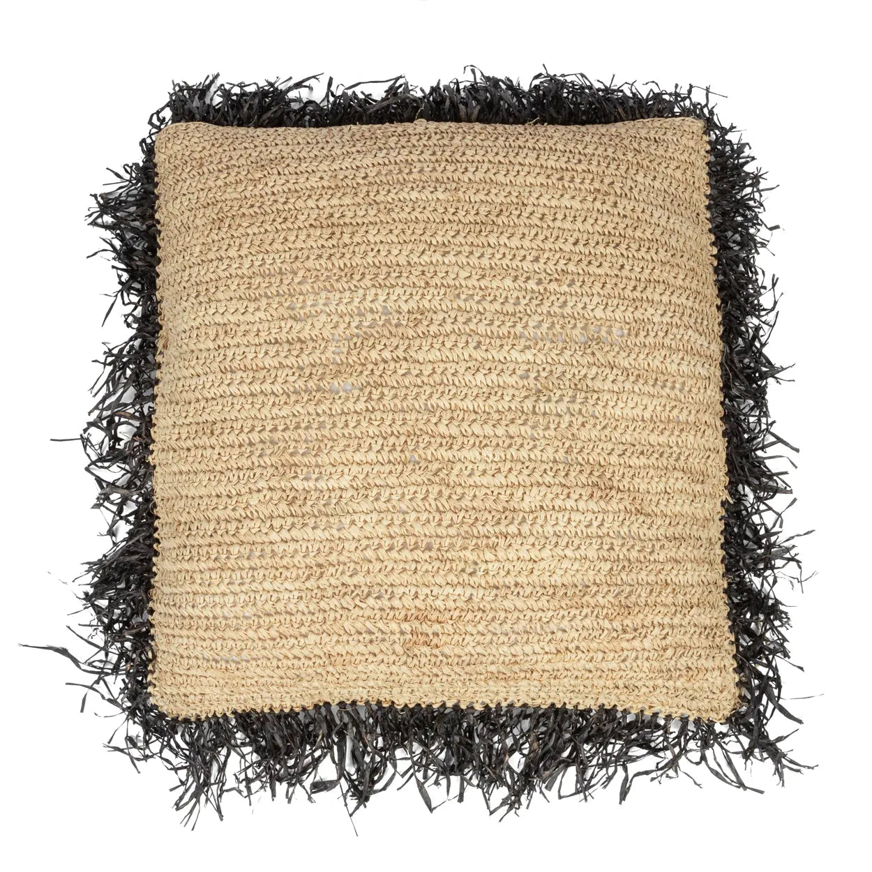 Funda de cojín The Raffia Cuadrada - Negro Natural - 60x60