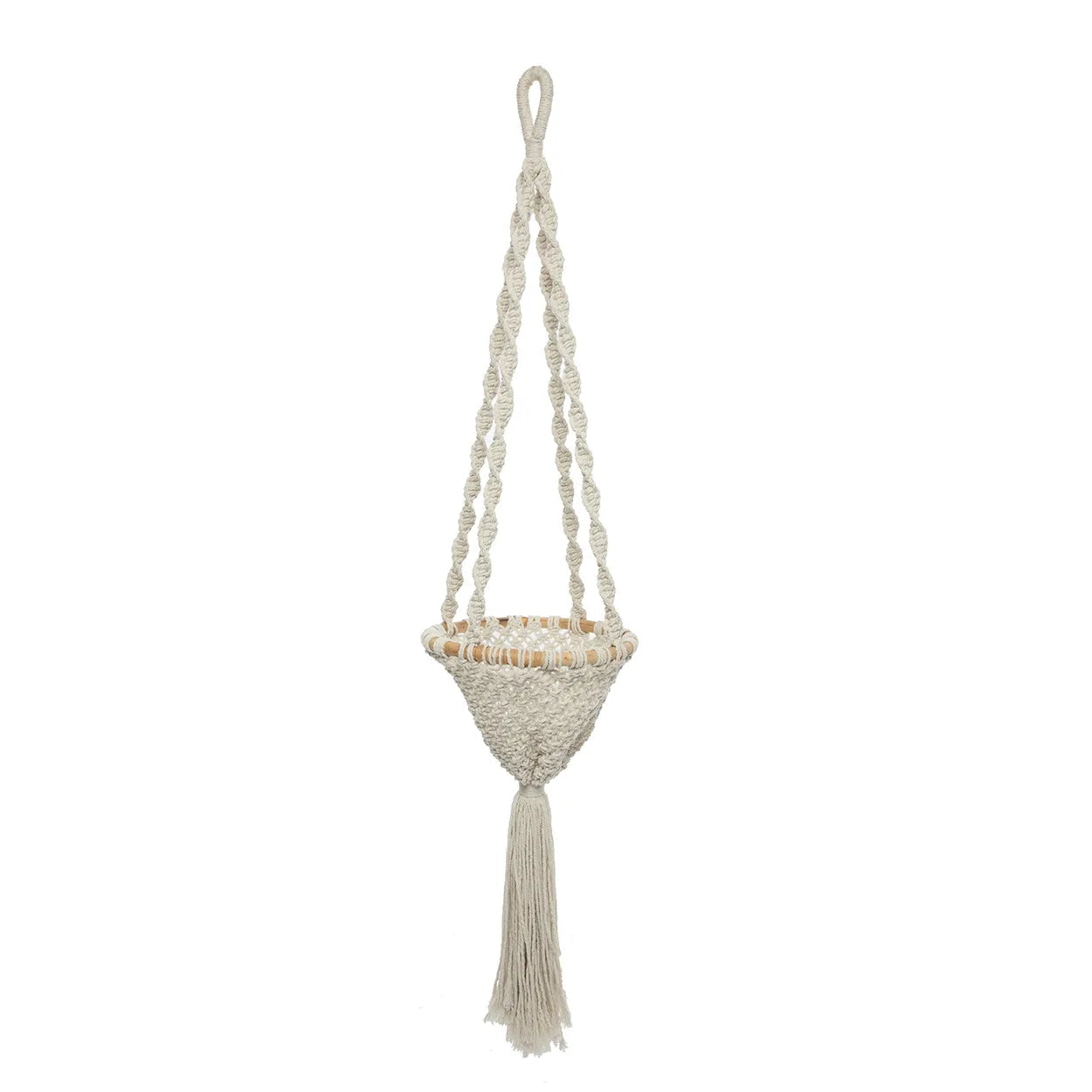 The Twisted Macramé Plant Holder - Natural White - L