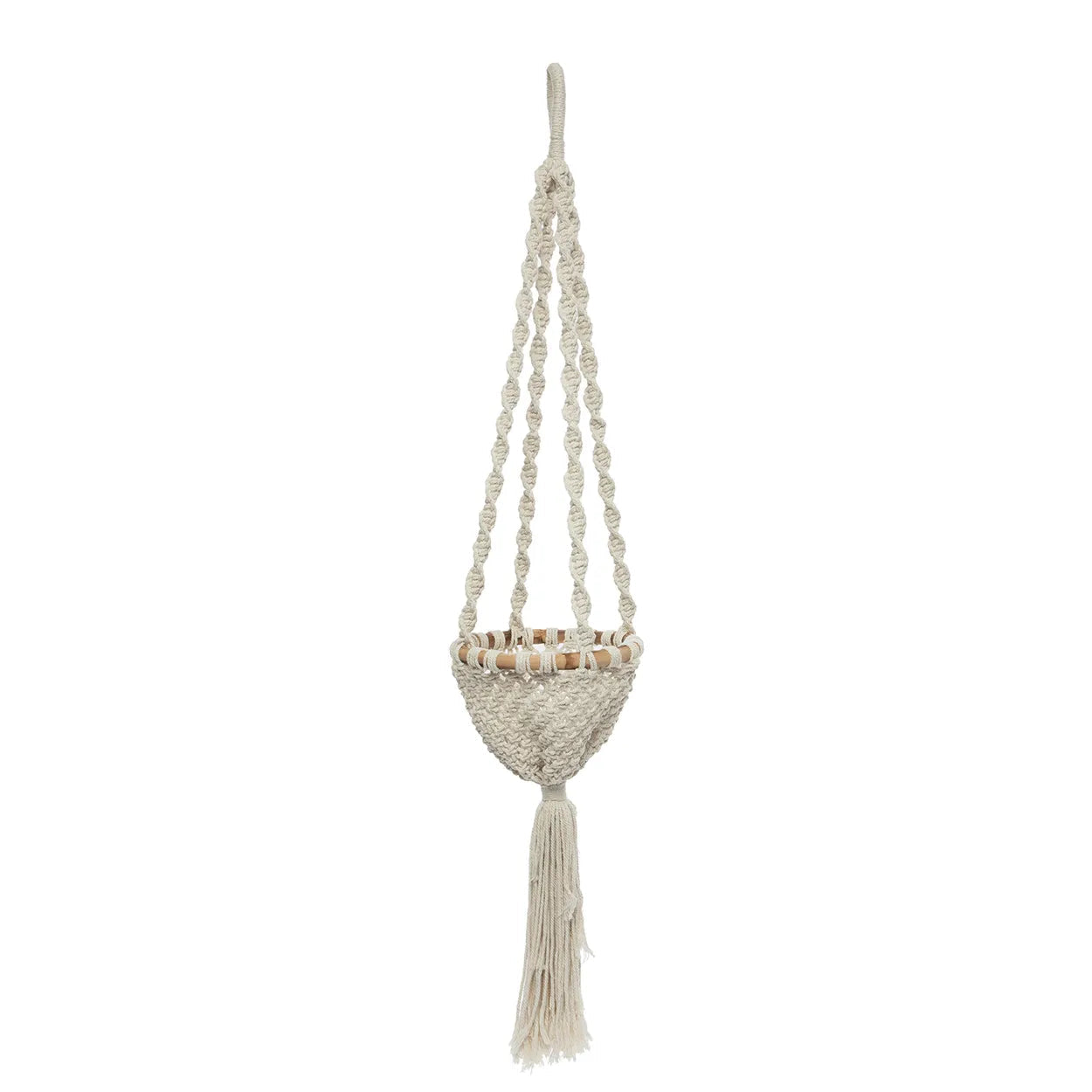 The Twisted Macramé Plant Holder - Natural White - M