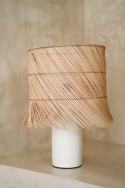 The Rattan Table Lamp - White Natural